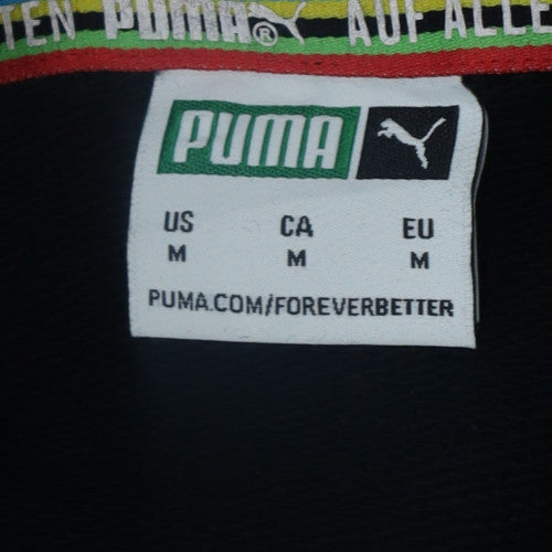 Puma Men's Black Pullover Hoodie M Gold Logo Fleece Sweatshirt