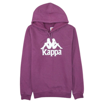 Kappa Womens Purple Hoodie Large Pullover Cotton Blend Logo Sweatshirt