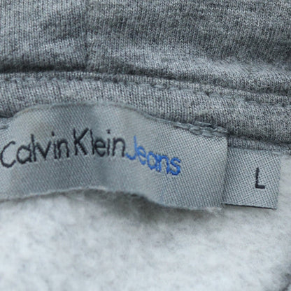 Calvin Klein Jeans Women Grey Full Zip Hoodie L Cotton Logo Casual