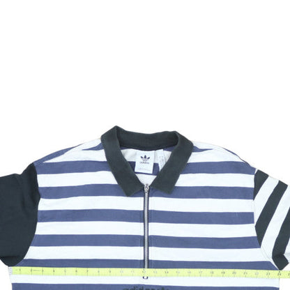 Adidas Mens Blue Striped Collared 1/2 Zip Sweatshirt Size L