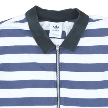 Adidas Mens Blue Striped Collared 1/2 Zip Sweatshirt Size L