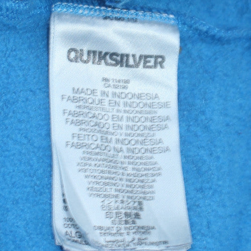 Quiksilver Boys Blue Full Zip Hoodie Size 14 Cotton Fleece