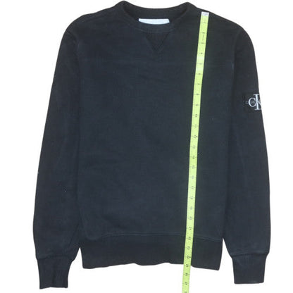 Calvin Klein Jeans Men Black Small Crew Neck Cotton Sweatshirt