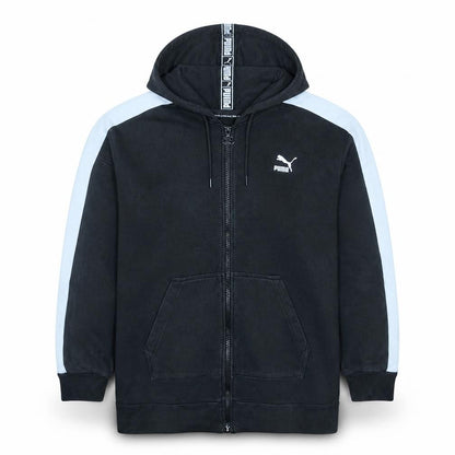 Front view of Puma Men's Black Full Zip Hoodie L Sportswear Fleece