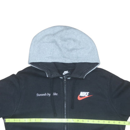 Nike Men's Black Full Zip Sports Hoodie Size L Graphic Fleece