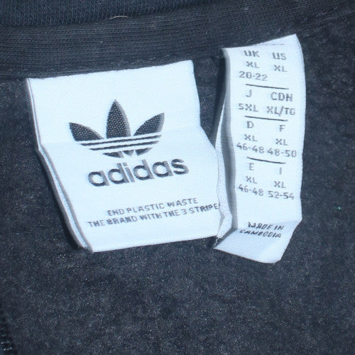 Adidas Women Black Green 1/4 Zip Sweatshirt XL Relaxed Fit Retro Style