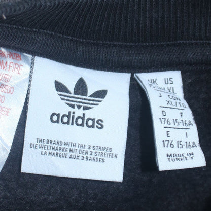 Adidas Boys Black Pullover Crew Neck Fleece Sweatshirt 16 Years