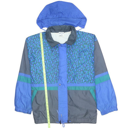 Marcel Clair Mens Blue XL 90s Windbreaker Jacket Hooded Retro Nylon