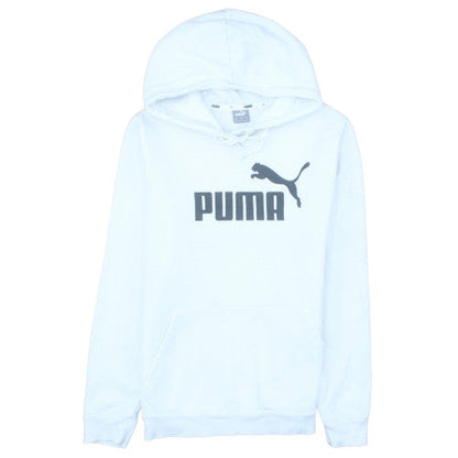 Puma Women White Pullover Hoodie Medium Logo Hooded Sweatshirt