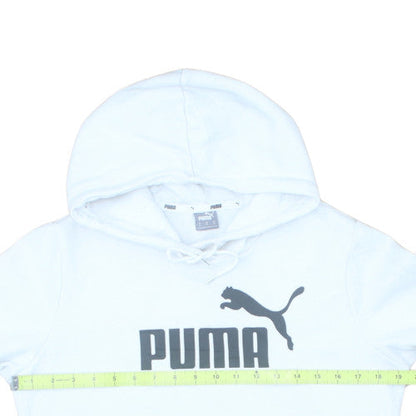 Puma Women White Pullover Hoodie Medium Logo Hooded Sweatshirt
