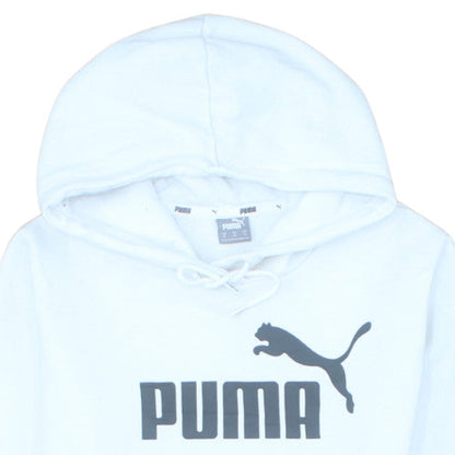 Puma Women White Pullover Hoodie Medium Logo Hooded Sweatshirt
