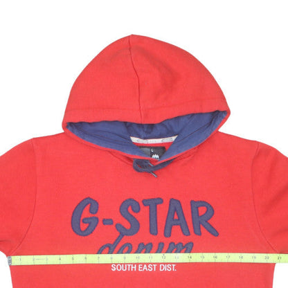 G-Star Men's Red Pullover Hoodie L Logo Fleece Sweatshirt
