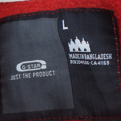 G-Star Men's Red Pullover Hoodie L Logo Fleece Sweatshirt