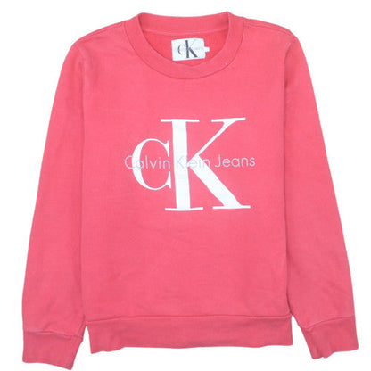 Calvin Klein Jeans Womens Pink Logo Crew Neck Sweatshirt Size L