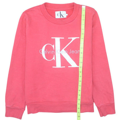 Calvin Klein Jeans Womens Pink Logo Crew Neck Sweatshirt Size L