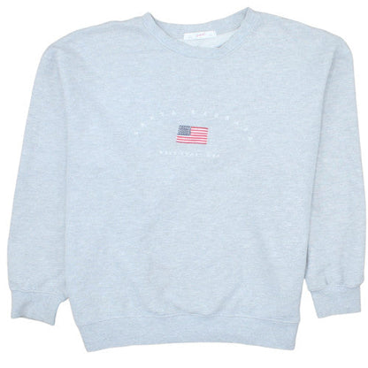 Supré Women Grey Pullover Sweatshirt L/XL Santa Barbara USA Flag Design