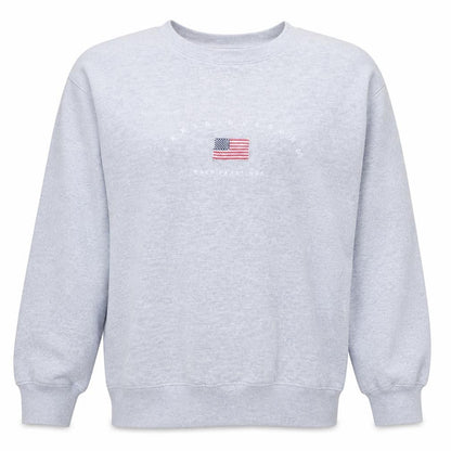 Supré Women Grey Pullover Sweatshirt L/XL Santa Barbara USA Flag Design