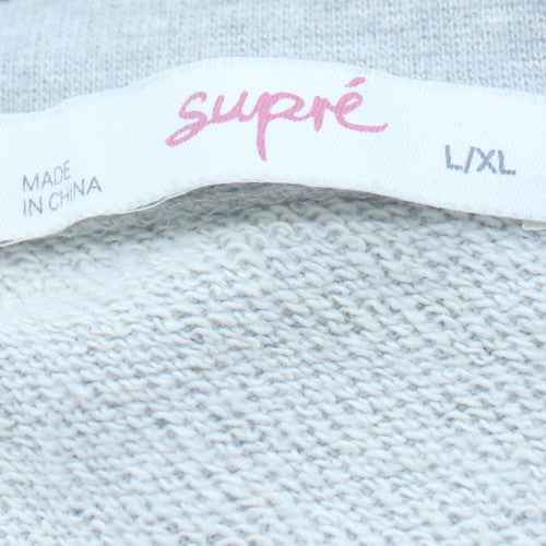 Supré Women Grey Pullover Sweatshirt L/XL Santa Barbara USA Flag Design