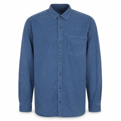 Tommy Jeans Men's Blue Long Sleeve Button-Up Cotton Shirt L