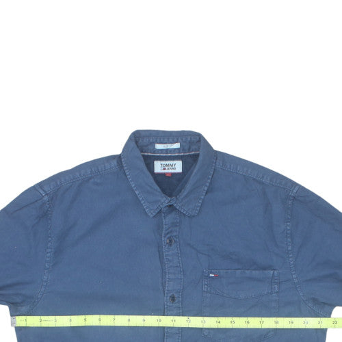 Tommy Jeans Men's Blue Long Sleeve Button-Up Cotton Shirt L