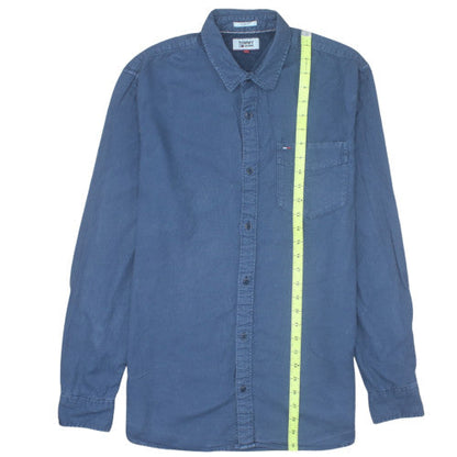 Tommy Jeans Men's Blue Long Sleeve Button-Up Cotton Shirt L