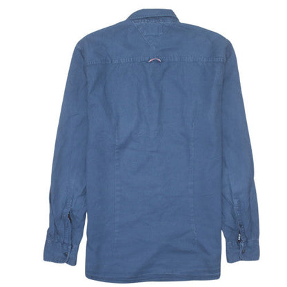Tommy Jeans Men's Blue Long Sleeve Button-Up Cotton Shirt L
