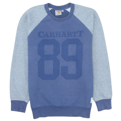 Carhartt Men’s Blue Crew Neck Pullover Logo Sweatshirt M
