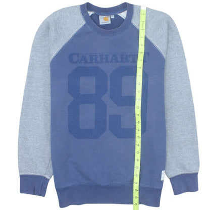 Carhartt Men’s Blue Crew Neck Pullover Logo Sweatshirt M