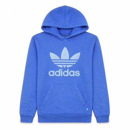 Adidas Men Blue Pullover Hoodie Fleece Graphic Logo Size S