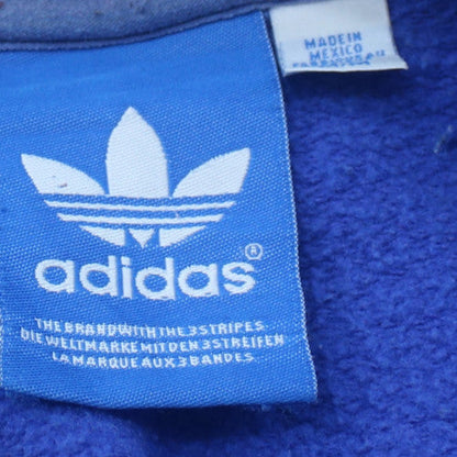 Adidas Men Blue Pullover Hoodie Fleece Graphic Logo Size S
