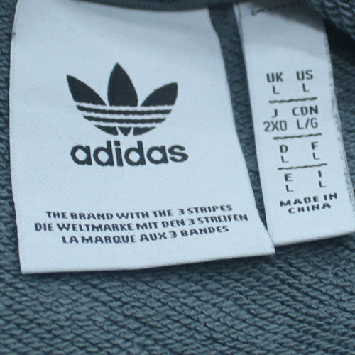 adidas Mens Grey Pullover Hoodie L Regular Fit Fleece