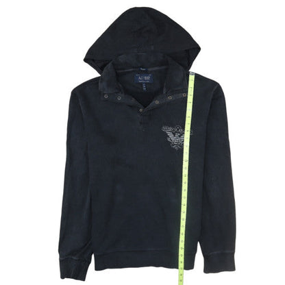 Armani Jeans Men's Black XL Henley Style Hooded Sweatshirt