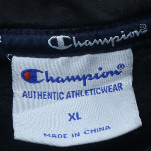 Champion Men's Black XL Pullover Hoodie with Logo and Kangaroo Pocket