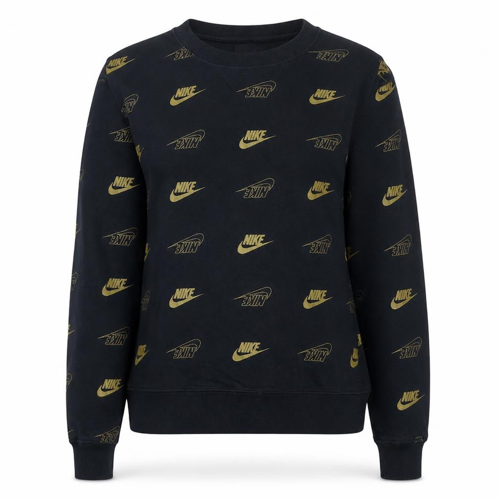 Nike Womens Black Logo Print Pullover Sweatshirt Size M