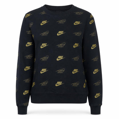 Nike Womens Black Logo Print Pullover Sweatshirt Size M