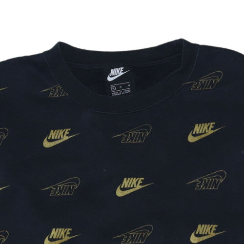 Nike Womens Black Logo Print Pullover Sweatshirt Size M