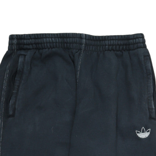 Adidas Mens Black Sweatpants Regular Fit Fleece Trousers Size M