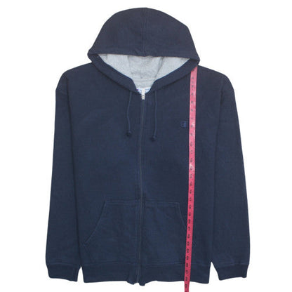Champion Mens Blue Full Zip Hoodie 2XL Cotton Fleece Sweatshirt