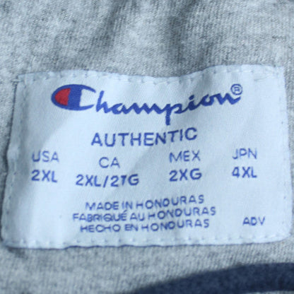Champion Mens Blue Full Zip Hoodie 2XL Cotton Fleece Sweatshirt