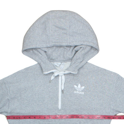 Adidas Women's Grey Beige 1/4 Zip Hooded Pullover XS Sweatshirt