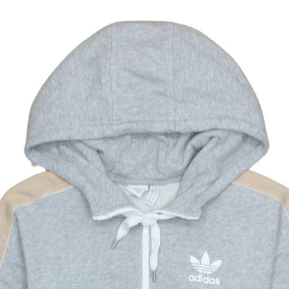 Adidas Women's Grey Beige 1/4 Zip Hooded Pullover XS Sweatshirt
