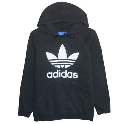 Adidas Womens Black XL Pullover Hoodie with Logo Print