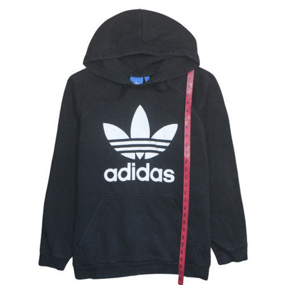 Adidas Womens Black XL Pullover Hoodie with Logo Print