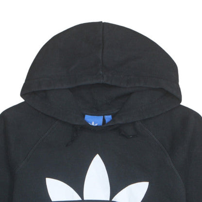 Adidas Womens Black XL Pullover Hoodie with Logo Print