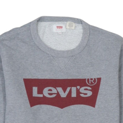 Levi's Men's Grey Logo Crew Neck Pullover Sweatshirt Size S