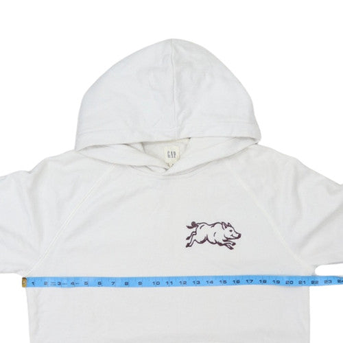 GAP Women White Hooded Pullover Hoodie Size M Cotton Blend