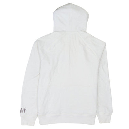 GAP Women White Hooded Pullover Hoodie Size M Cotton Blend