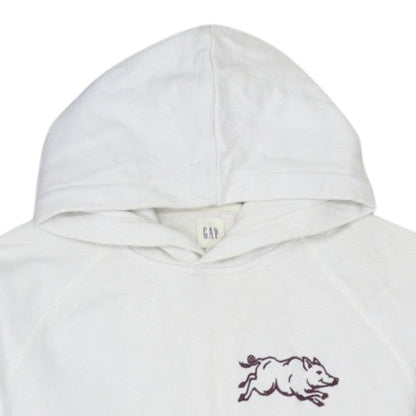 GAP Women White Hooded Pullover Hoodie Size M Cotton Blend