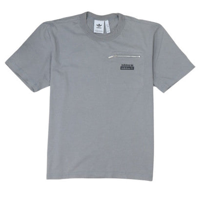 Adidas Men's Grey Crew Neck Cotton Zip Pocket T-Shirt Size M