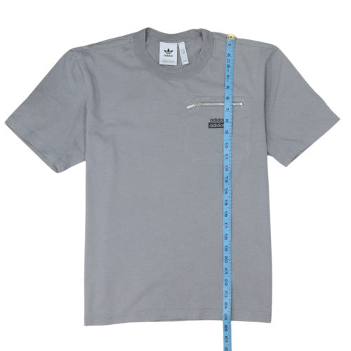 Adidas Men's Grey Crew Neck Cotton Zip Pocket T-Shirt Size M